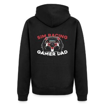 Sim Racing - Unisex Premium Bio Zip Hoodie - Schwarz - Hinten - Nico (187cm)
