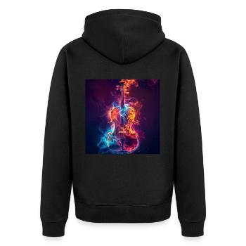Violine - Unisex Premium Bio Zip Hoodie - Schwarz - Hinten - Nico (187cm)