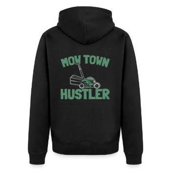 Rasenmäher Mähen - Unisex Premium Bio Zip Hoodie - Schwarz - Hinten - Nico (187cm)