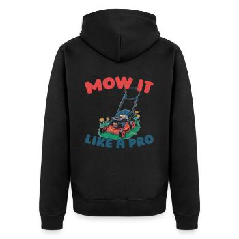 Rasenmäher Mähen - Unisex Premium Bio Zip Hoodie - Schwarz - Hinten - Nico (187cm)
