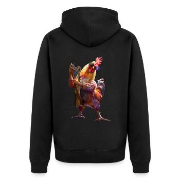 Hahn Harfe - Unisex Premium Bio Zip Hoodie - Schwarz - Hinten - Nico (187cm)