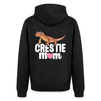 Crestie Mom Crested Gecko Lizard - Unisex Premium Organic Zip Hoodie - black - Back - Nico (187cm)