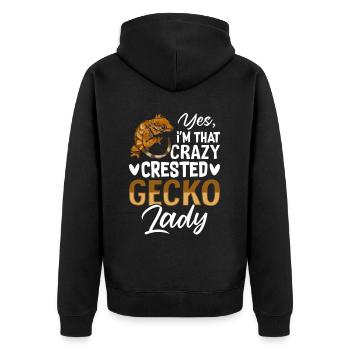 , je suis la folle gecko à crête Crestie - Veste à capuche bio Premium Unisexe - noir - Dos - Nico (187cm)