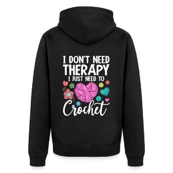 Häkeln Stricken Garnliebhaber Ich muss nur häkeln - Unisex Premium Bio Zip Hoodie - Schwarz - Hinten - Nico (187cm)