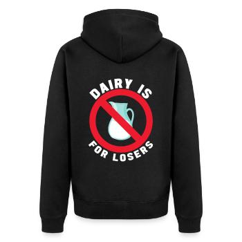 Lactose intolerance Lactose intolerant - Unisex Premium Organic Zip Hoodie - black - Back - Nico (187cm)