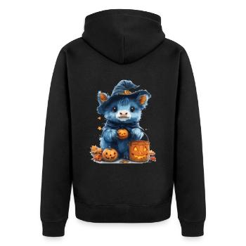Halloween Cadeau Femmes Vache Hommes Enfants Décoration - Veste à capuche bio Premium Unisexe - noir - Dos - Nico (187cm)