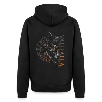 Valhalla Wolf Nordische Götter Wikinger Kompass - Unisex Premium Bio Zip Hoodie - Schwarz - Hinten - Nico (187cm)