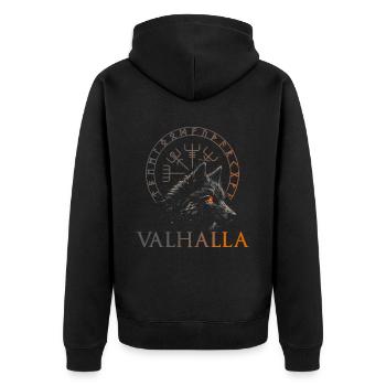 Valhalla Wolf Nordische Götter Wikinger Kompass - Unisex Premium Bio Zip Hoodie - Schwarz - Hinten - Nico (187cm)