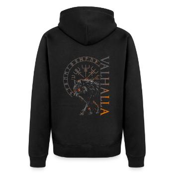 Valhalla Wolf Nordische Götter Wikinger Kompass - Unisex Premium Bio Zip Hoodie - Schwarz - Hinten - Nico (187cm)