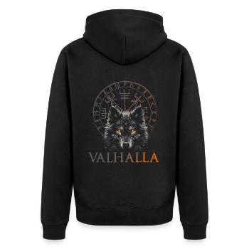 Valhalla Wolf Norse Gods Viking Compass - Unisex Premium Organic Zip Hoodie - black - Back - Nico (187cm)