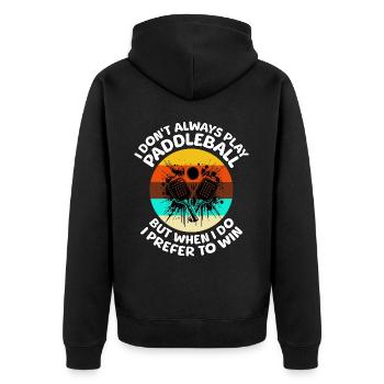 Paddleball Sprüche - Unisex Premium Bio Zip Hoodie - Schwarz - Hinten - Nico (187cm)