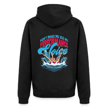 Synchronschwimmen Performance Voice - Unisex Premium Bio Zip Hoodie - Schwarz - Hinten - Nico (187cm)