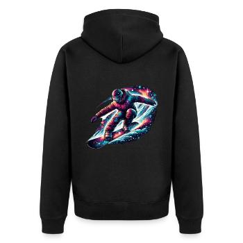 Futuristischer Snowboarder im Weltraum - Unisex Premium Bio Zip Hoodie - Schwarz - Hinten - Nico (187cm)