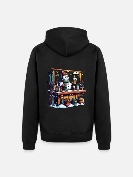 Winter Snowman Après-Ski Scene - Unisex Premium Organic Zip Hoodie - black
