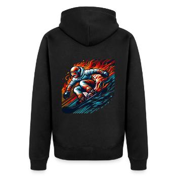 Fascinating snowboard adventure - Unisex Premium Organic Zip Hoodie - black - Back - Nico (187cm)