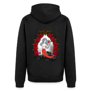 Halloween, Sirène, Conte de fées, Noël - Veste à capuche bio Premium Unisexe - noir - Dos - Nico (187cm)