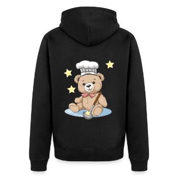 Teddy Sterne Koch Köche Köchin Kochkunst kochen - Unisex Premium Bio Zip Hoodie - Schwarz - Hinten - Nico (187cm)
