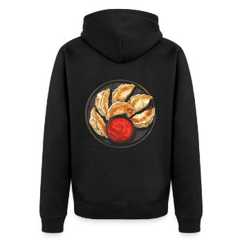 RF Chinese Food Crab Rangoon Meme Funny - Unisex Premium Organic Zip Hoodie - black - Back - Nico (187cm)