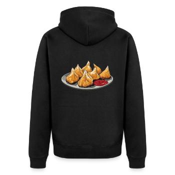 RF Chinese Food Crab Rangoon Meme Funny - Unisex Premium Organic Zip Hoodie - black - Back - Nico (187cm)