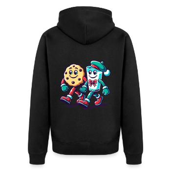 Biscuit and milk in a friendship march - Unisex Premium Organic Zip Hoodie - black - Back - Nico (187cm)