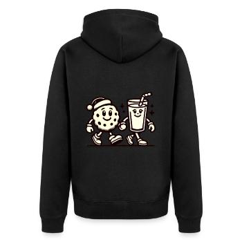 Christmas Vintage Biscuit And Milk Fun - Unisex Premium Organic Zip Hoodie - black - Back - Nico (187cm)