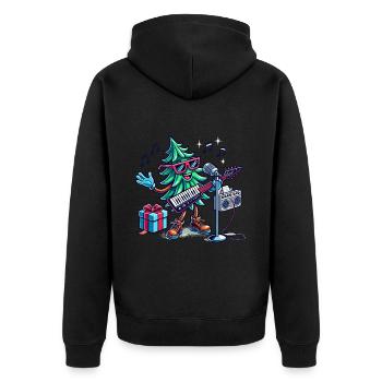Weihnachten Retro Tannenbaum Musik - Unisex Premium Bio Zip Hoodie - Schwarz - Hinten - Nico (187cm)