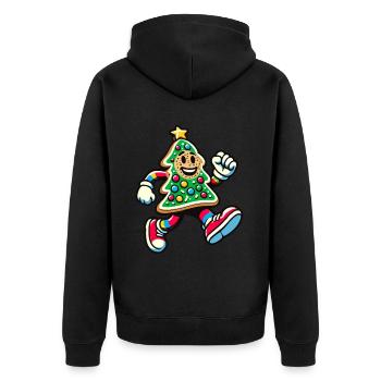 Happy Gingerbread Tree Running - Unisex Premium Organic Zip Hoodie - black - Back - Nico (187cm)