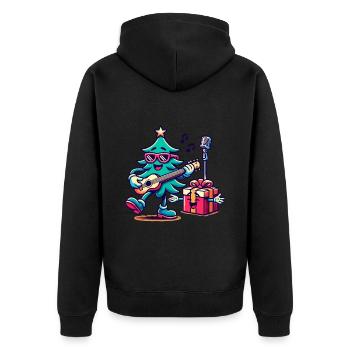Fröhlicher Weihnachtsbaum Retro Musik - Unisex Premium Bio Zip Hoodie - Schwarz - Hinten - Nico (187cm)
