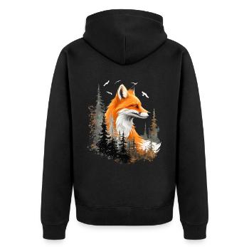 Renard amoureux des bois fleurs Art Renards Renard mignon - Veste à capuche bio Premium Unisexe - noir - Dos - Nico (187cm)