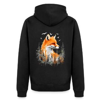 Renard amoureux des bois fleurs Art Renards Renard mignon - Veste à capuche bio Premium Unisexe - noir - Dos - Nico (187cm)