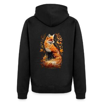 Renard amoureux des bois fleurs Art Renards Renard mignon - Veste à capuche bio Premium Unisexe - noir - Dos - Nico (187cm)
