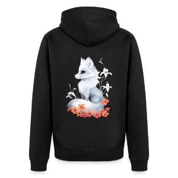 Renard amoureux des bois fleurs Art Renards Renard mignon - Veste à capuche bio Premium Unisexe - noir - Dos - Nico (187cm)