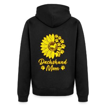 Teckel Maman Chien Maman Chien Amoureux Tournesol - Veste à capuche bio Premium Unisexe - noir - Dos - Nico (187cm)