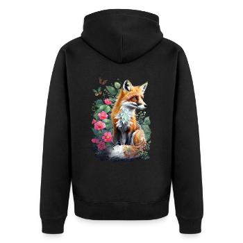 Renard amoureux des bois fleurs Art Renards Renard mignon - Veste à capuche bio Premium Unisexe - noir - Dos - Nico (187cm)