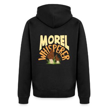 Pilzsammler Morel Whisperer - Unisex Premium Bio Zip Hoodie - Schwarz - Hinten - Nico (187cm)