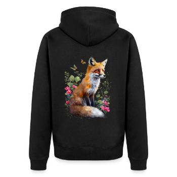 Renard amoureux des bois fleurs Art Renards Renard mignon - Veste à capuche bio Premium Unisexe - noir - Dos - Nico (187cm)
