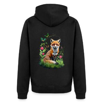Renard amoureux des bois fleurs Art Renards Renard mignon - Veste à capuche bio Premium Unisexe - noir - Dos - Nico (187cm)
