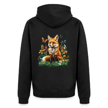 Renard amoureux des bois fleurs Art Renards Renard mignon - Veste à capuche bio Premium Unisexe - noir - Dos - Nico (187cm)