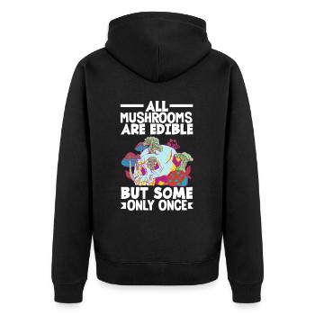 Pilzsammler Alle Pilze Essbar Humor - Unisex Premium Bio Zip Hoodie - Schwarz - Hinten - Nico (187cm)