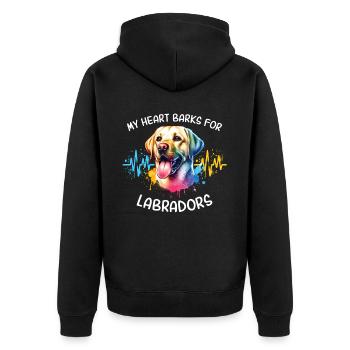 Labrador Herzlinie - Unisex Premium Bio Zip Hoodie - Schwarz - Hinten - Nico (187cm)