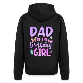 Papa de la fille d’anniversaire - Veste à capuche bio Premium Unisexe - noir - Dos - Nico (187cm)