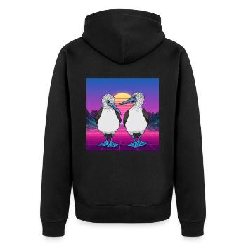 Vaporwave Seabirds Blue-footed Booby Bird - Unisex Premium Bio Zip Hoodie - Schwarz - Hinten - Nico (187cm)