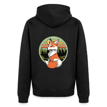 Retro Fox Foxes Vintage 80s 90s Vixen - Unisex Premium Organic Zip Hoodie - black - Back - Nico (187cm)