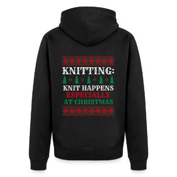 Knitwear Outfit Merry Christmas! Funny Knitting - Unisex Premium Organic Zip Hoodie - black - Back - Nico (187cm)