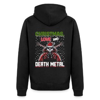 Noël, amour et death metal ! Fans de métal ! - Veste à capuche bio Premium Unisexe - noir - Dos - Nico (187cm)