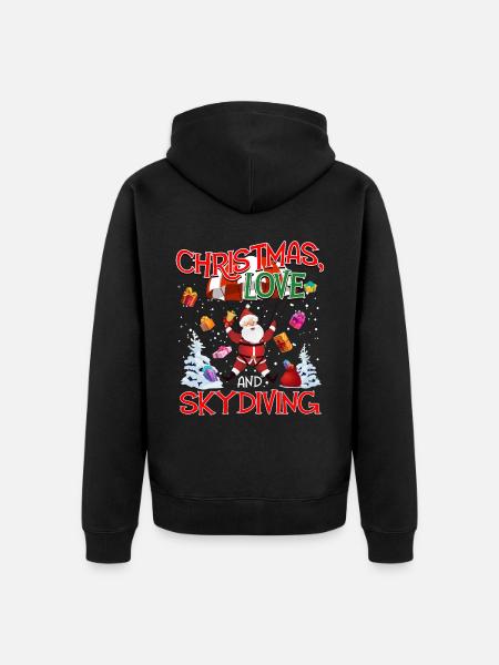 Fallschirm Skydive Weihnachten Liebe und Skydiving - Unisex Premium Bio Zip Hoodie - Schwarz
