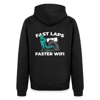 Sim Racing - Unisex Premium Bio Zip Hoodie - Schwarz - Hinten - Nico (187cm)