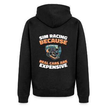 Sim Racing - Unisex Premium Bio Zip Hoodie - Schwarz - Hinten - Nico (187cm)