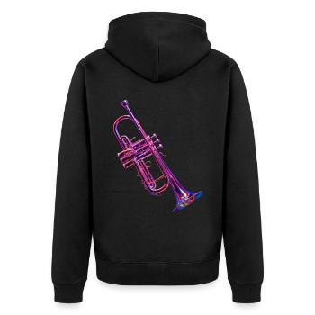 Trompete - Unisex Premium Bio Zip Hoodie - Schwarz - Hinten - Nico (187cm)