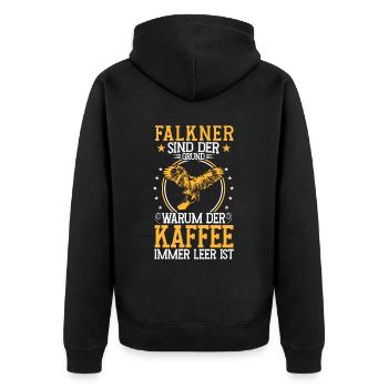 Falkner ist der Grund Beizjagd Falknerei - Unisex Premium Bio Zip Hoodie - Schwarz - Hinten - Nico (187cm)